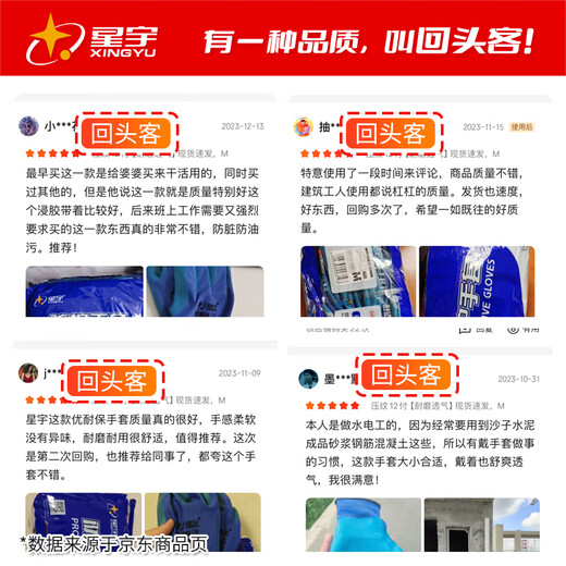 
Xingyu Glue-impregnated labor protection gloves Younaibao semi-mounted latex embossed anti-slip and durable Industrial construction site work woodworking reinforcement construction protective gloves 12 payments Blue A688 [wear-resistant, breathable and soft]