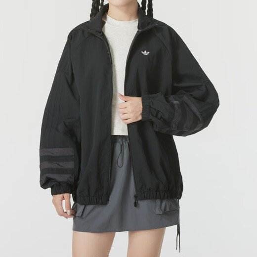 阿迪达斯（adidas）运动套装女装25春夏款防风梭织立领夹克外套透气宽松束脚裤2件套 JD6385+DY8698/偏修身 XS