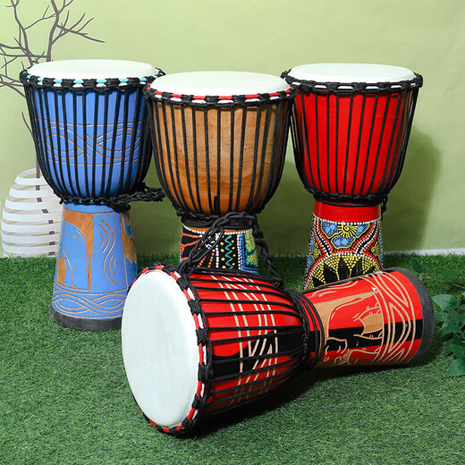 Jaek Dante African Drum Professional Performance Master Drum Lehre Percussion Instrument Alte Ziegenkinde Indonesische afrikanische Handtank Standard 12-Zoll-Rotmalerei (Big Gift Pack)