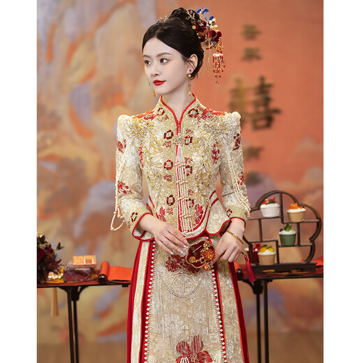 秀禾世家【东方简奢风】秀禾服婚服2025新款出嫁衣中式嫁衣秀禾结婚龙凤褂 「新中式」N-687 S
