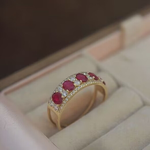 Henglijia European and American light luxury style zircon ruby pigeon blood red ring classic design retro French temperament classic pigeon blood red ring - gold color opening adjustable