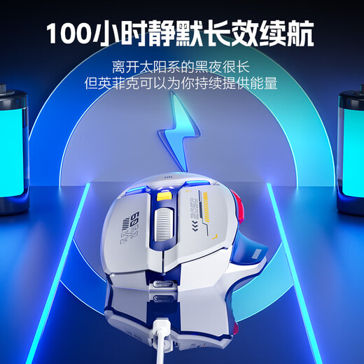 英菲克（INPHIC）IN9 无线游戏鼠标 有线蓝牙三模鼠标 右手型rgb灯效csgo吃鸡lol电竞宏台式笔记本通用 12000DPI 灰