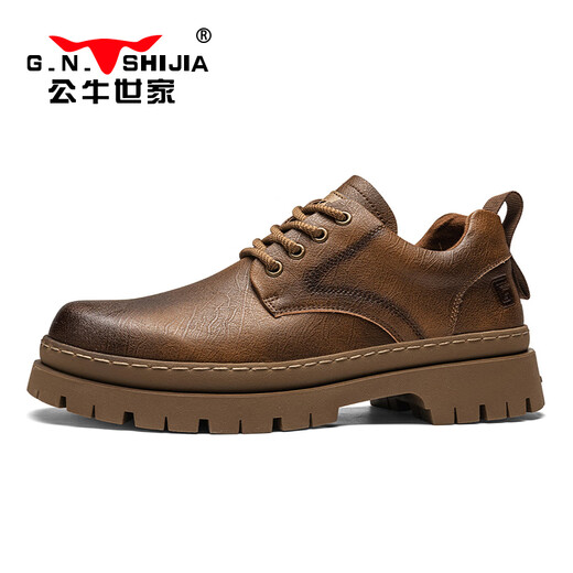 Bull Family Herrenschuhe Frühling Outdoor Arbeitsschuhe niedrig vielseitige Martinstiefel Dicke Sohle Kleidung-resistente Big Head Casual Lederschuhe