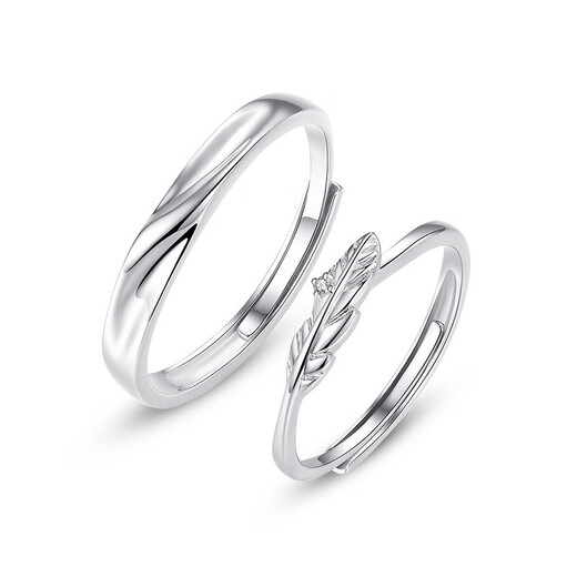 EothPT950 Platinum Moissanite Diamond Cupid's Feather Couple Ring Girls Pair of Rings Birthday Gifts for Girlfriend Women's PT950 Platinum Ring + Certificate