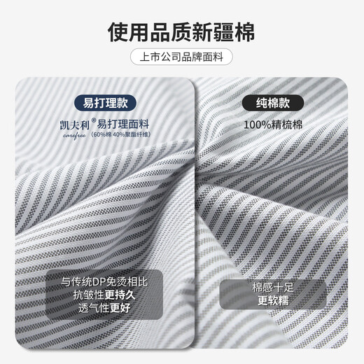 BLACKMONDAY cotton oxford vertical striped short-sleeved shirt men's cotton no-iron anti-wrinkle men's business casual shirt