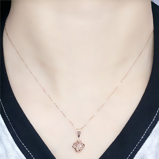 Mrs. Miling Jewelry 585 purple gold delicate hollow four-leaf clover pendant fashion simple temperament 14K rose gold necklace single pendant