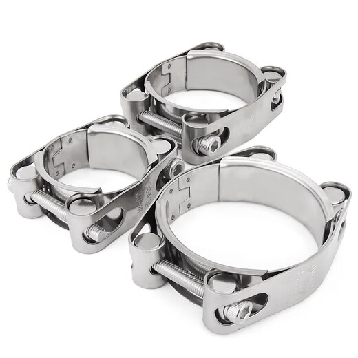 Jinchao 304 stainless steel double-headed strong hose hoop European style clamp pipe hoop pipe clamp heavy duty buckle double layer thickening 30-40mm wide 20mm