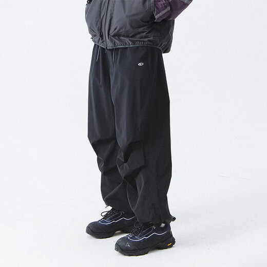 Lanqi BLUE three-proof anti-bacterial functional wind paratrooper pants autumn and winter plus velvet warm overalls men's black L