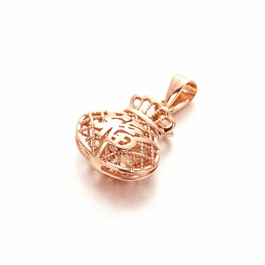 Feishengji Purple Gold Pendant Kamathana Russian Au585 Women's 14K Rose Gold Plated Gold Brushed Lucky Bag (Single Pendant)