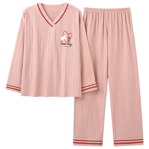 Pajamas de coton pour femmes au printemps et automne de nouveau style de style piste de style rond Pullor à manches longues Le costume de maison peut être porté à l'extérieur de MXL-ZWF9921 L-Size 90-110Jin [Jin est égal à 0,5 kg]