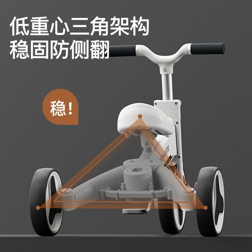 Semmook children's tricycle bicycle 1-6 years old baby walking artifact multi-functional balance bike bicycle slider elegant gray