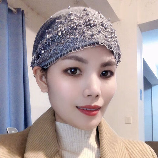 Yimi Mei Hui Hat Women's Winter Style Autumn and Winter Thickened Baotou Hat Fashion Beaded Pullover Hat Warm Mom Lady's Hat Purple