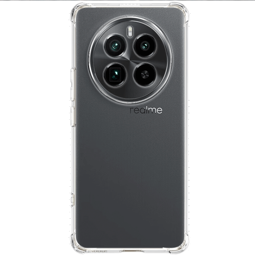 GenGChen es adecuado para la caja de teléfono móvil Real ME GT5PRO Mobile Shell transparente RMX3888 Caso de protección Cuatro airbag de esquina Anti-Fall Case de lente de punta completa Realme delgada nueva tendencia de la carcasa [Case anti-caza de airbag transparente] con película de pantalla completa Película de pantalla completa