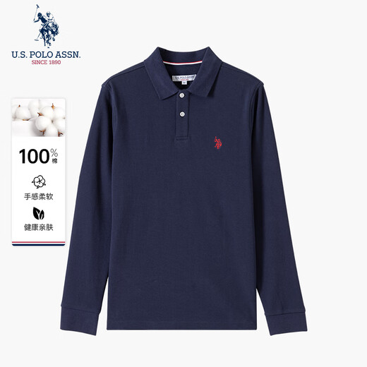 US Polo Assn.Polo Shirt Herrenanlagen Herbst Baumwollgeschäft Casual Long-Ärmeln T-Shirt Herren High-End Top Navy Blue XL