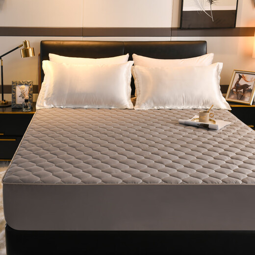 100-count satin cotton quilted bed sheet Class A maternal and infant grade dust-proof Simmons mattress protector for all seasons Class A cotton double-sided 100-count satin--Grey Customized version--(Please contact customer service for customization)