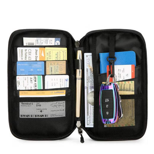 Bolsa de identificación de Renjuyi Nuevo viaje de viaje RFID Caso de protección de pasaporte Estilo de negocios Bolsa de tarjeta de almacenamiento portátil multifunción Negro