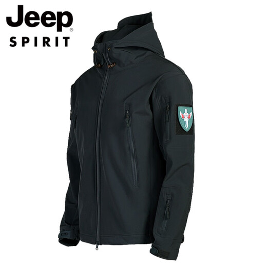 Jeep Jacket Men's Autumn and Winter Coldproof Jacket Three-in-One Soft Shell Jacket Windproof Mountaineering Wear Ski Fishing Cycling Jacket Black Jacket XL 150-165Jin Jin equals 0.5 kg