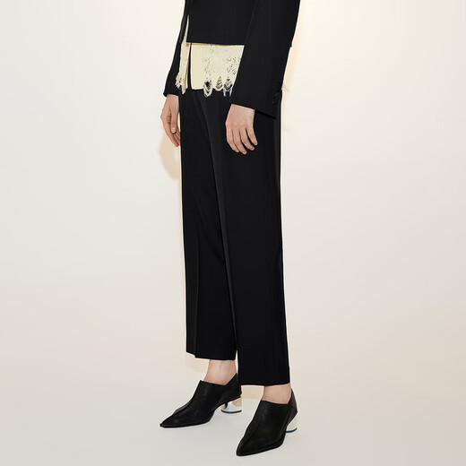 Weniger Frühlingsneife-Wollhosen für Frauen Kegel Einfacher lässiger Hochtaille Neun-Punkte-Karottenhose 2N3E12040 001/Schwarz XL