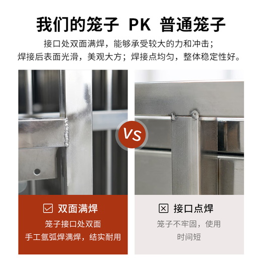 HKML double-layer stainless steel dog cage, hospital cage, small dog multi-layer mother cage, display cabinet, pet supermarket hospital foster care cage, 3 doors on one floor, 158*70*65cm, front face steel bar 304 material, new foster care cage (steel plate + steel rod)