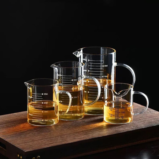 Heat-resistant glass measuring cup household scaled baking breakfast cup high borosilicate high temperature resistant microwave electric ceramic stove hot milk cup measuring cup 1000ml+bamboo lid