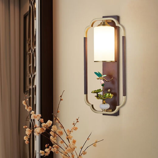 Yaotian Modern New Chinese Style Wall Lamp Full Spectrum Black Walnut Jade Lamp Living Room Rechargeable Wiring-Free Model 1001-Bamboo