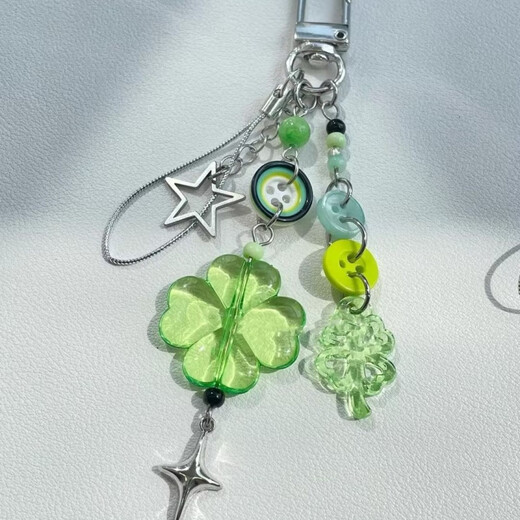 Destined to be high-value Four-leaf clover handmade hanging chain keychain beads small pendant camera chain cute niche Destined to be 2 four-leaf clover pendant