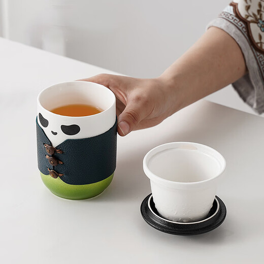 Heart Yuli Panda Tea Cup Tea Water Separation Souvenir Gift Boy Birthday Gift Men’s Souvenir for Father and Teacher