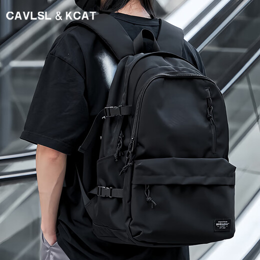 Cavlslkcat -Rucksack für Männer große Kapazität Rucksack Business Business Trip Computertasche Freizeitstraße Rucksack High School College Schultasche Schwarz 31*23*47 cm