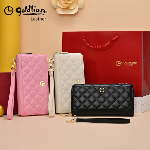 Jinlilai Wallet Damen Long Leder Reißverschluss Clutch Clutch 2025 Einfache Brieftasche Trendy Clutch Clutch Geschenk für Frau Mobiltasche Schwarz [offizieller Straight Shipping. Eine falsche eine feine Sache zehn] kleine Tasche