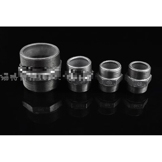 Galvanized hexagonal outer wire to wire inner joint double-ended threaded straight-through Malleable steel galvanized pipe fittings wire connection fire water heating construction support national standard DN40 (1.5 inches) gas