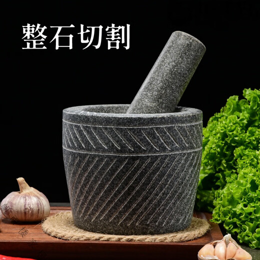 Pupan natural raw stone stone mortar stone garlic pounder large handmade natural household pounder jar grinder garlic peeler large handmade cylinder type with stone hammer