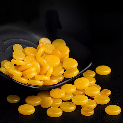 KZD quality beeswax spacer yellow chalcedony gasket bracelet Buddha beads color small diamond star and moon diameter x thickness about 8x3mm 10 pieces