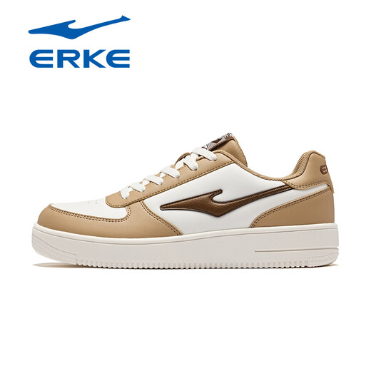 Hongxing Erke (Erke) Chaussures masculines Chaussures blanches Sumouches Chaussures selles épaisses pour hommes basses basses de couple basse Air Force One Casual Light Skateboard Chaussures microcristales blanc / kaki 1477 43
