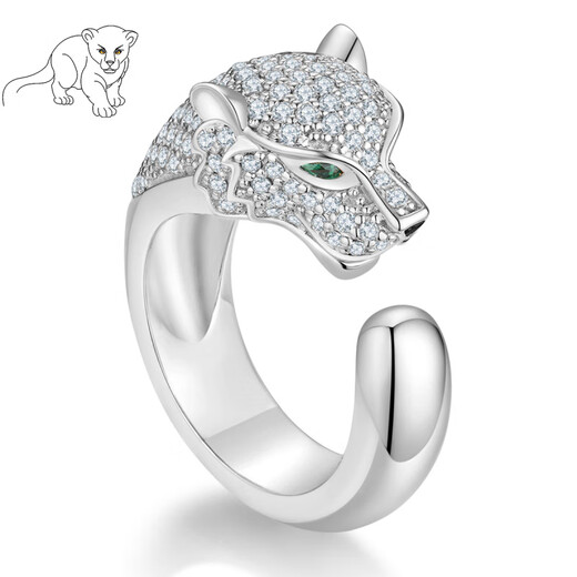 Guanpuge Fat Donglai quality pt950 platinum leopard head ring platinum men and women silver model live diamond lover inner diameter 16