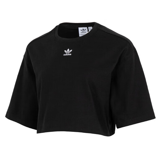 阿迪达斯 （adidas）三叶草短袖女装2025年夏季新款圆领短款运动服跑步健身透气休闲T IT9887黑色 XS
