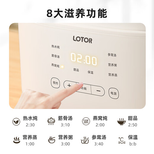 LOTOR White electric stew pot multi-function pot electric cooking pot soup pot household large-capacity water-proof stew pot baby food supplement electric steamer porridge pot D31 five-gallon style