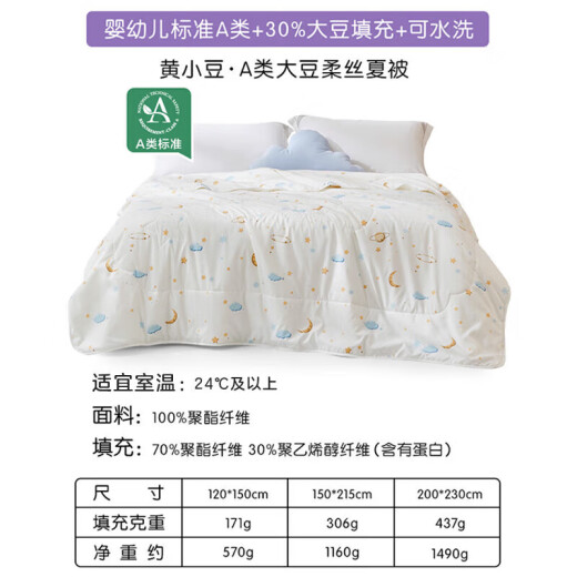 Luolai Children's Maternal and Infant Category A 30% Soybean Quilt Air-conditioned Quilt Summer Cooling Quilt Single Baby Quilt 1.1 Jin [Jin equals 0.5 kg] 120*150cm