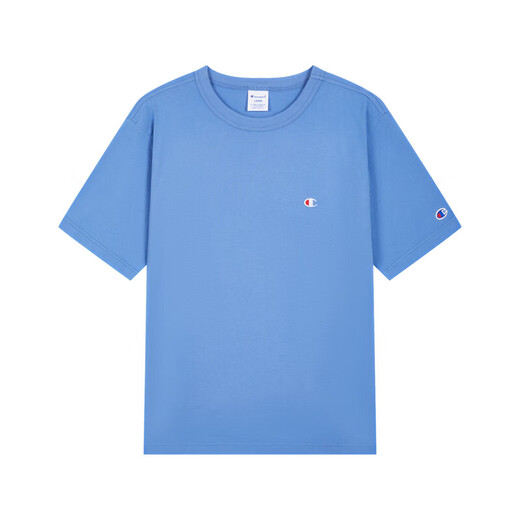 
Champion champion short-sleeved T-shirt men's 2024 summer new top female campus couple M653 dark blue splicing L