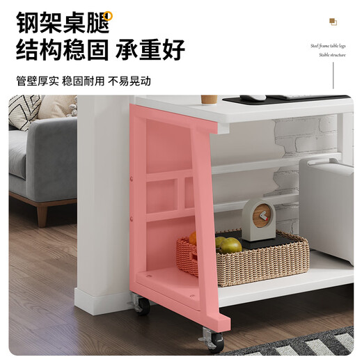 Zhaishida Computer Desk Desktop Mobile Desk Bedroom Simple Table with Storage Office Study Writing Small Table DNZ-24 (Gray White) Upgraded Thickened Model 90*55cm + Universal Wheel