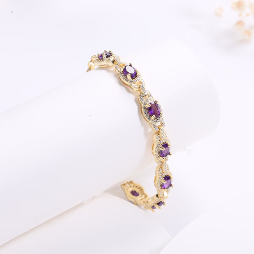 GEM STONE KING bracelet for women 925 silver 8.55 carats set with colored gemstones simple and fashionable amethyst as a birthday gift for girls