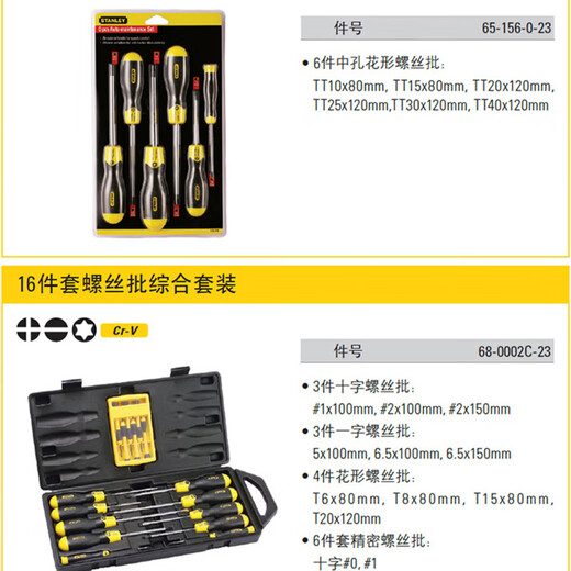 史丹利（STANLEY）螺丝刀4件套一字十字螺丝批起子组改锥家用机械维修工具66-671-23