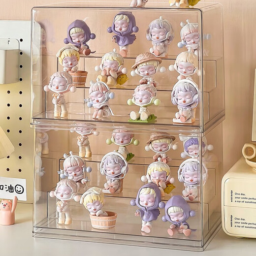 Only Blind Box Display Rack Dustproof Lego Ornament Cabinet Display Box Storage Box Collection Box Toy Rack Large Covered Three-Ladder Model 2 Pack