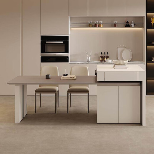 Fanyi open guide table dining table sideboard integrated household retractable slate dining table tea table dual-purpose island table dining island table 2.08-2.65 meters retractable island dining table