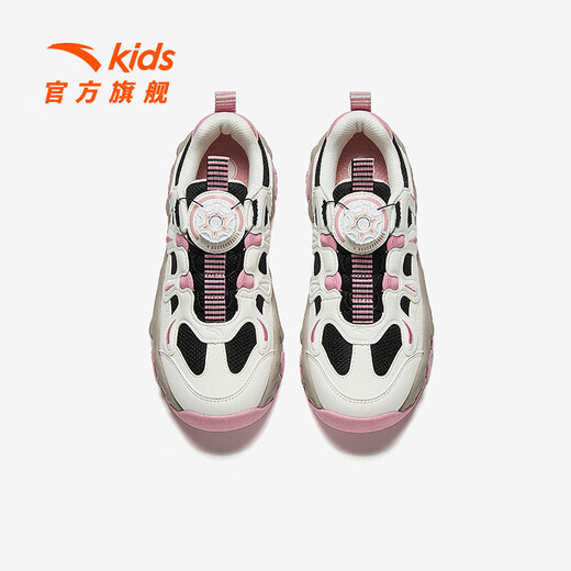 ANTA Children's Shoes Children's Sports Shoes for Girls 2025 Autumn New Trendy and Comfortable Brownie Student Casual Running Shoes Brownie Black/Ivory White/Lotus Root-3 Size 36