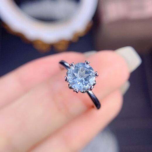 Henglijia aquamarine ring main stone size square 6X6mm520 gift