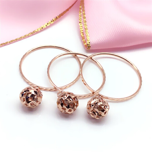 Baozha ladies 14K color gold real gold ring with beads design purple gold 585 gold 14K rose gold temperament ladies size 10