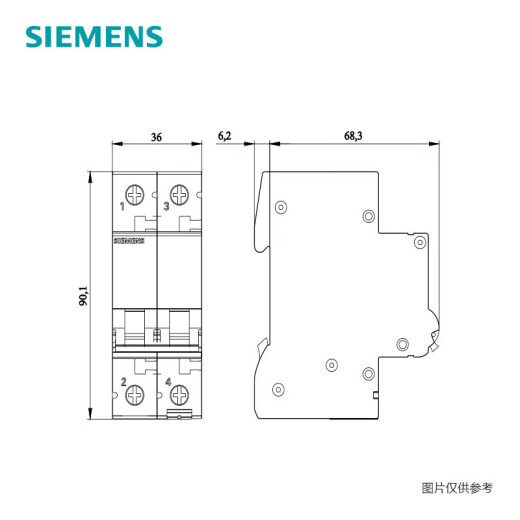 西门子空气开关5SN6210-7CN | C10A 2P 6KA |  家用总闸空开断路器