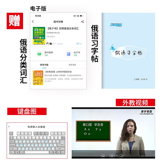 零起点俄语金牌入门+365天俄语口语大全+15000俄语单词随身 附赠发音视频+音频+字体+键盘贴+电子版分类词汇 零基础俄语自学入门教材 俄语教材 俄语字帖 (全3册)
