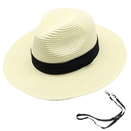 Hezeng Summer Strohhut Panama Strohhut Britische Topper Männer und Frauen falten Sunscade Strand Hut MZ-13G Beige einstellbar