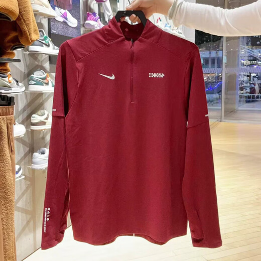 Nike (NIKE) long-sleeved T-shirt men's 2025 summer new sports running training casual stand-up collar pullover HV8212-677 HV8212-677 red/year new model XL